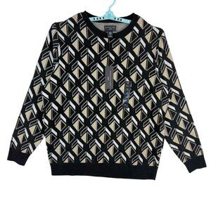 Shaquille O'Neal XLG Men's Pullover Black Tan Geometric Sweater Size 2XL NWT